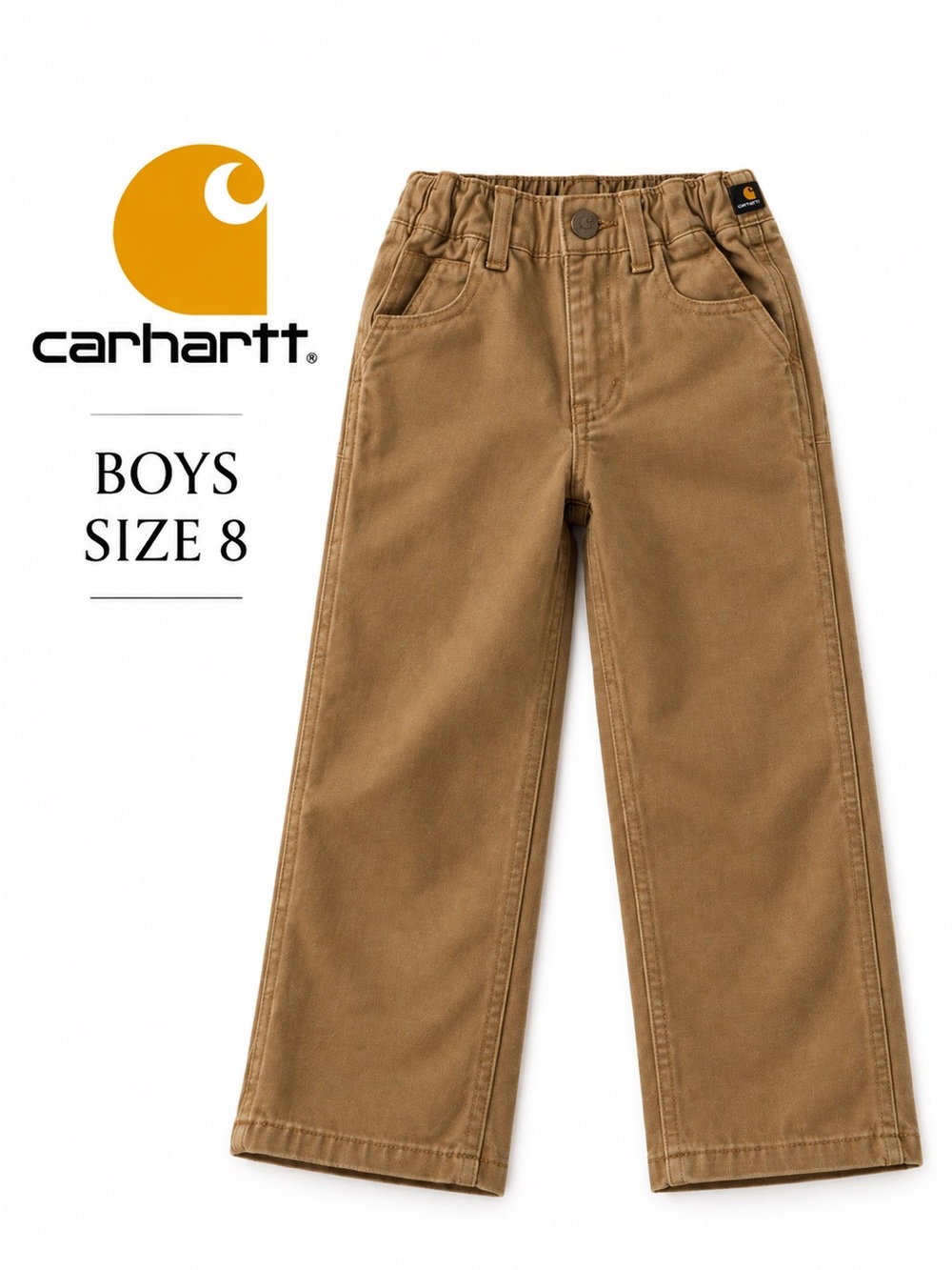 Carhartt Kids Brown Utility Pants Elastic Waist Size 8